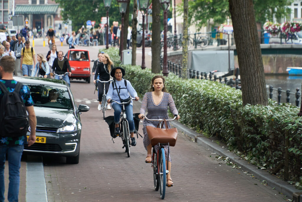 Amsterdam,,Netherlands,-,17,July,2020:,Traffic,,Cyclists,,Cars,And